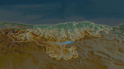 Cantabria, Spain - outlined. Relief