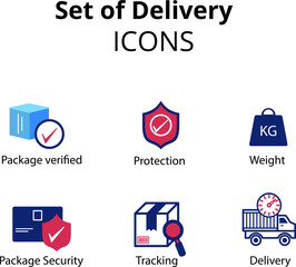 Logistics, delivery, transportation - web icon set, vector, icons collection
