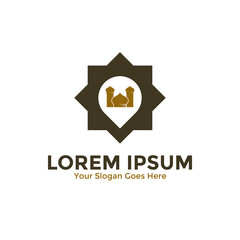 Islamic Mosque Location Logo Design Template. Mosque Point Logo Vector.