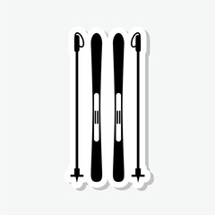 Skiing sticker icon isolated on gray background