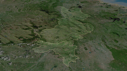 Badulla, Sri Lanka - outlined. Satellite