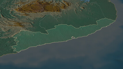 Hambantota, Sri Lanka - outlined. Relief