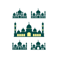 Set of mosque logo vector design. Islamic mosque icon.