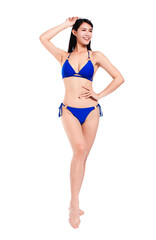 Fototapeta premium Young beautiful woman wearing swimsuit bikini , isolated on white