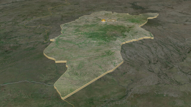 Central Darfur, Sudan - extruded with capital. Satellite
