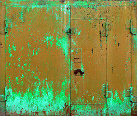 Metal garage doors painted like abstract paintings