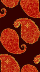 seamless pattern with Indian ornament. Turkish cucumber.
