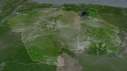 Sipaliwini, Suriname - outlined. Satellite