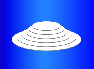 Podium 3d round 6 steps blue background. Circle 3d design render white podium for presentation vector illustration