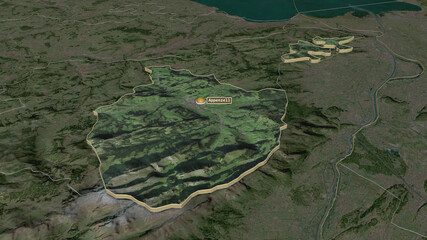 Appenzell Innerrhoden, Switzerland - extruded with capital. Satellite