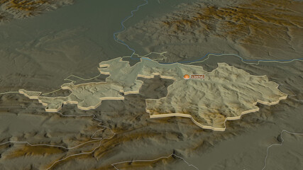 Basel-Landschaft, Switzerland - extruded with capital. Relief