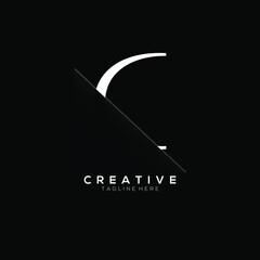 C White Letter Logo Design with Creative Paper Cut