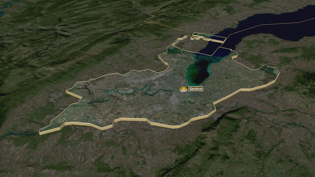 Gen&egrave;ve, Switzerland - extruded with capital. Satellite