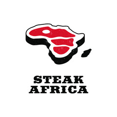 Steak Africa silhouette logo. Graphic grill BBQ label, emblem, symbol, icon.