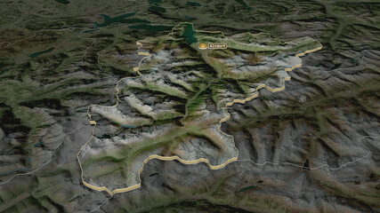 Uri, Switzerland - extruded with capital. Satellite