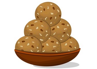 Methi or Fenugreek laddu Indian Sweets or Mithai Food Vector