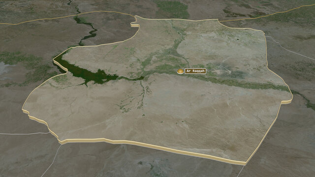 Ar Raqqah, Syria - Extruded With Capital. Satellite