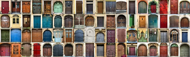 Wall murals Old door Collection of different retro style entrance doors, creative collage