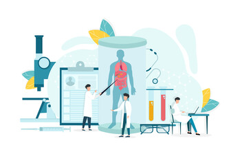 Medical research concept, scientists in laboratory researching human body