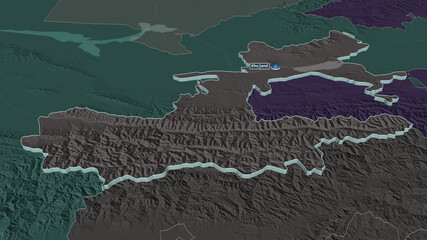 Leninabad, Tajikistan - extruded with capital. Administrative