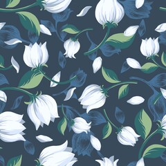 vintage seamless white floral illustration pattern
