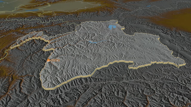 Gorno-Badakhshan, Tajikistan - extruded with capital. Relief