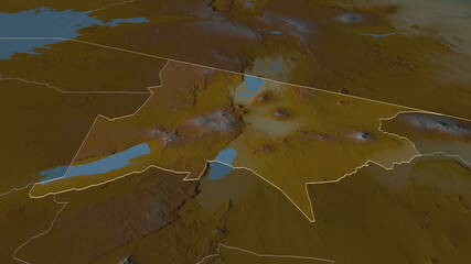 Arusha, Tanzania - outlined. Relief