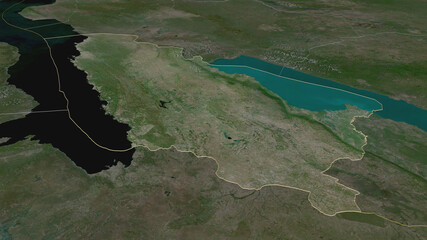 Rukwa, Tanzania - outlined. Satellite