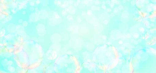 Fototapeta na wymiar Bubbles on light blue background