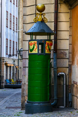 Fototapeta na wymiar Stockholm, Sweden A public urinal in Old Town or Gamla Stan.