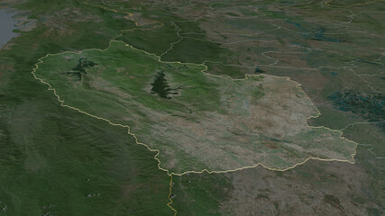 Kanchanaburi, Thailand - outlined. Satellite