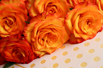 greeting card. bouquet of orange roses and place for text