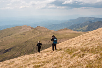 Fototapeta na wymiar People hiking in mountain on Balkan mountains in Serbia
