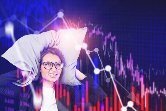 Stressed woman in glasses, financial crisis - Powered by Adobe
