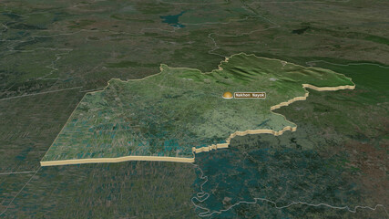 Nakhon Nayok, Thailand - extruded with capital. Satellite