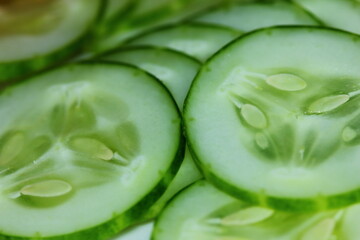fresh slice cucumber vegetable in macro for background