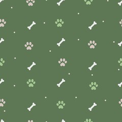 simple seamless pattern dog track and bones