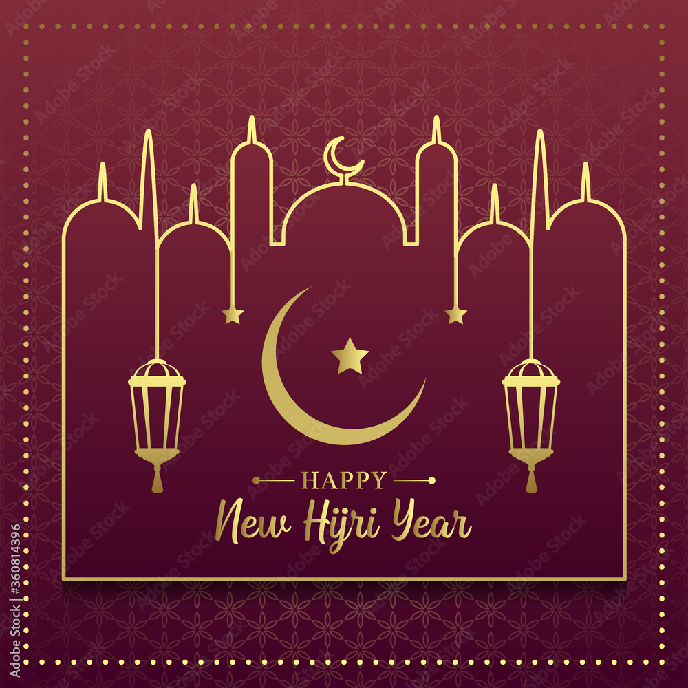 Wall mural happy new hijri year in elegant background