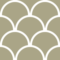 Classic Fish Scale Geometric Vector Repeated Seamless Pattern, in Neutral Beige / Taupe.  Perfect for Weddings, Fabric / Textiles, Decor, Scrapbooking, Wallpaper and Backgrounds - 360814561