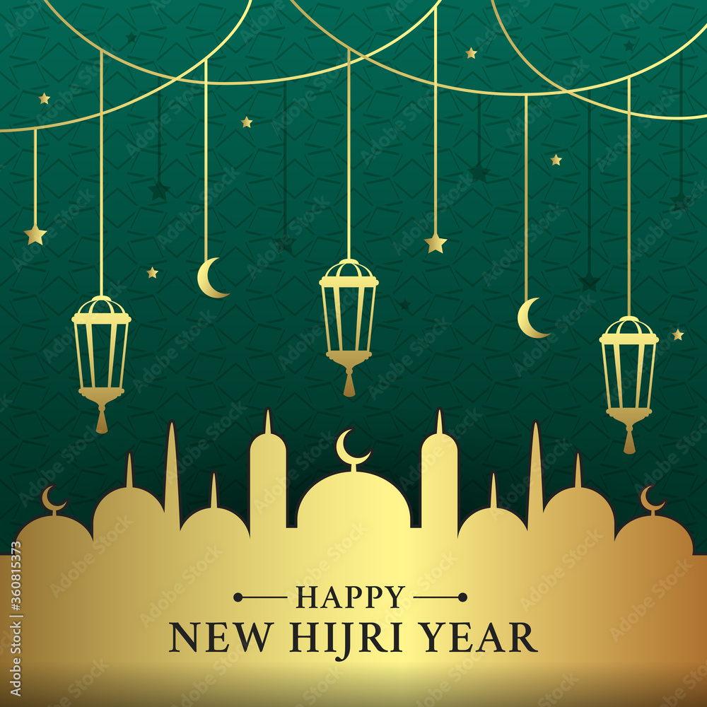 Wall mural happy new hijri year in elegant background