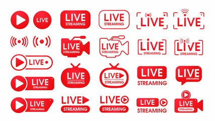 Live streaming symbol set Online broadcast icon The concept of live streaming for selling on social media.