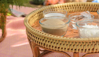 raw material was made into small pieces. To use as ingredients of Thai desserts.