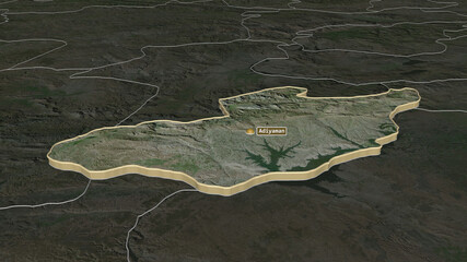 Adiyaman, Turkey - extruded with capital. Satellite