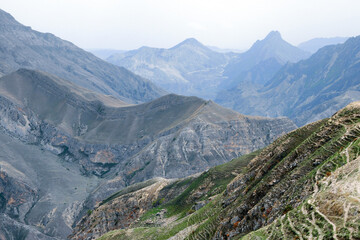 Mountainous landscape not so far from Khunsakh village. Dagestan, North Caucasus, Russia.