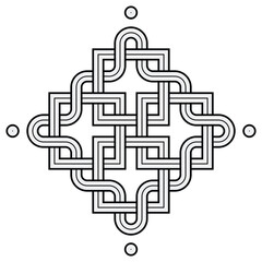 Viking Decoration Knot - Chaned Squares Snake Frame Dot Corners