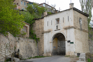 Naib Zakiry gate is the main entrance to the fortress. Gunib village, Dagestan, North Caucasus, Russia.