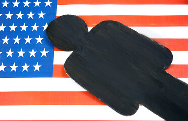 black lives matter concept, american flag and African American people symbol