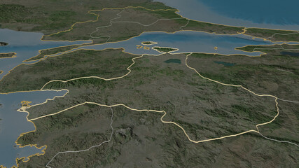 Balikesir, Turkey - outlined. Satellite