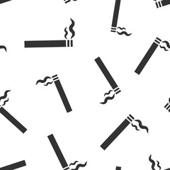 Cigarette icon in flat style. Smoke vector illustration on white isolated background. Nicotine seamless pattern business concept.