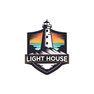 Vintage Lighthouse logo design template illustration